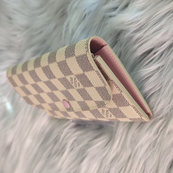 Louis Vuitton Damier Azur Portefeiulle Emilie Wallet In Rose Ballerine - Picture 3 of 17
